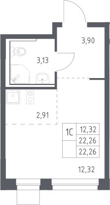 Планировка 22.26 м²