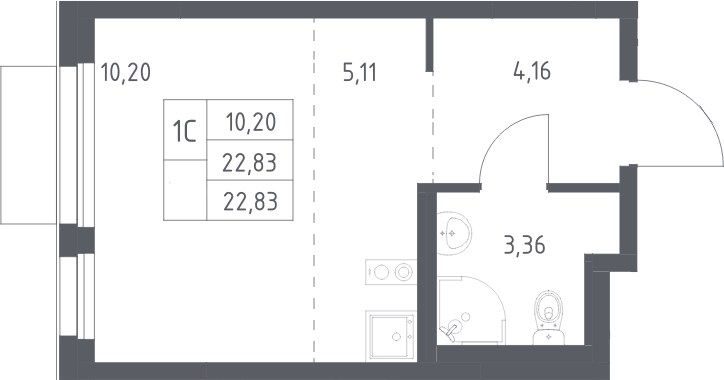 Планировка 22.83 м²