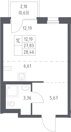 Планировка 28.46 м²