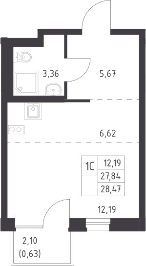 Планировка 28.47 м²