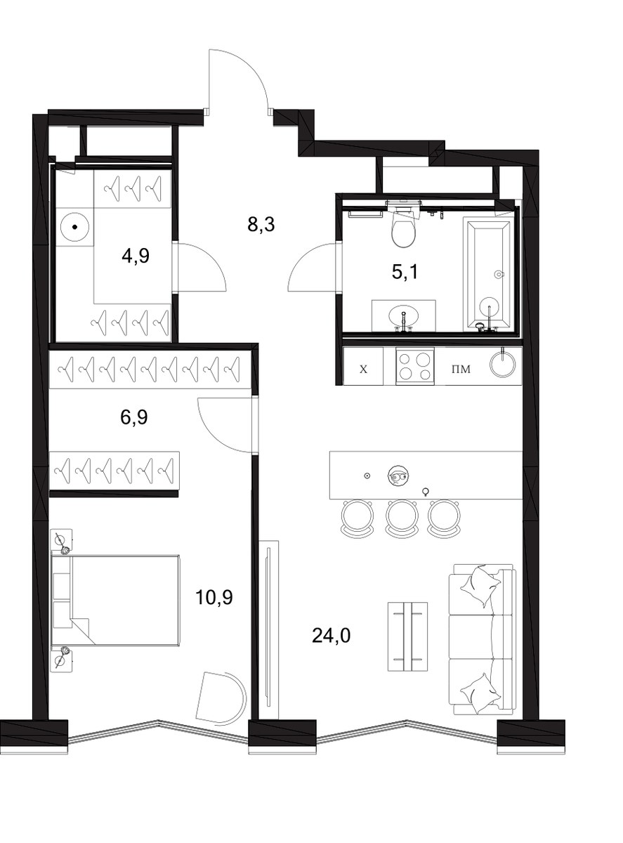 Планировка 60.1 м²