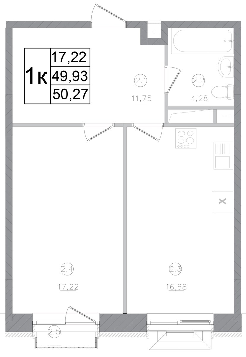 Планировка 50.27 м²