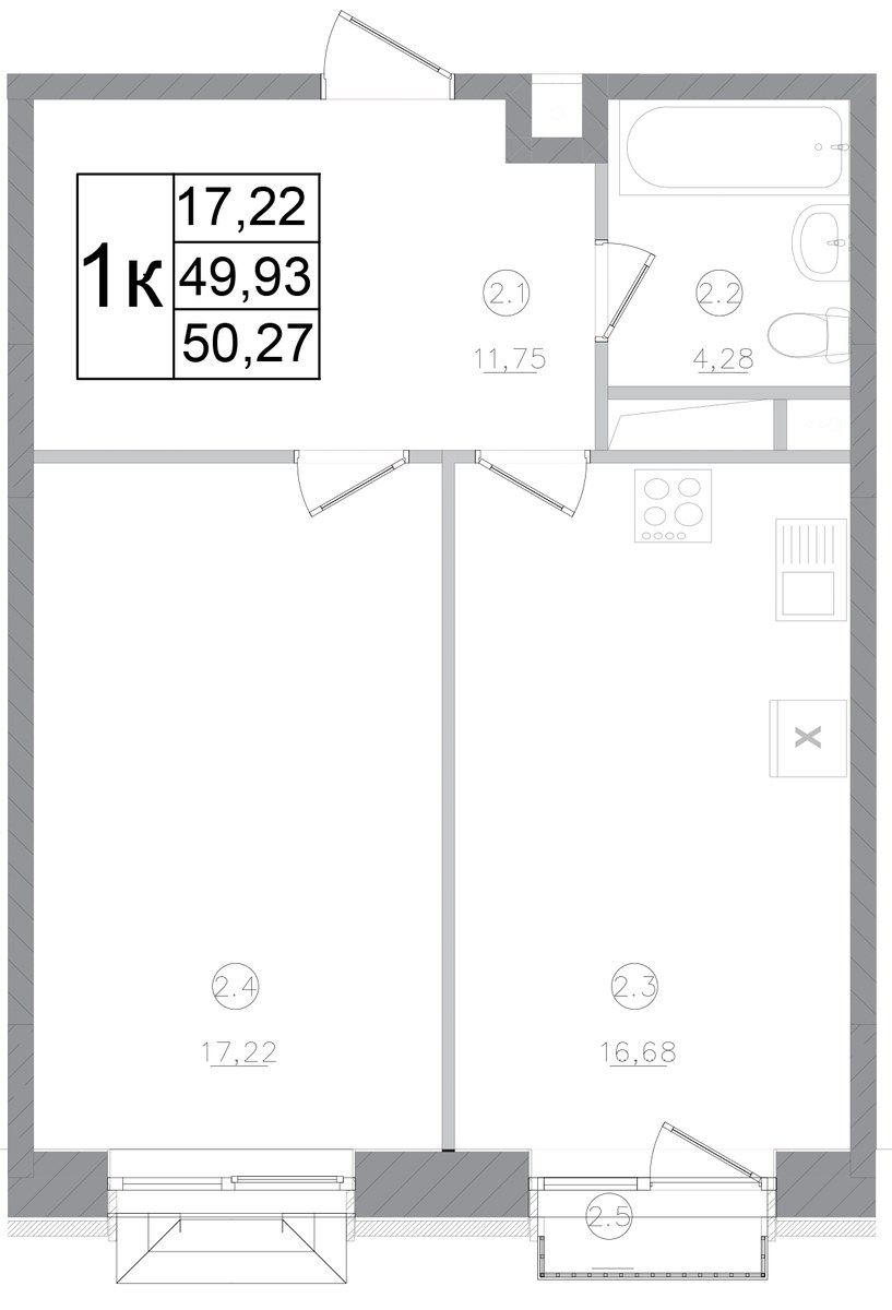 Планировка 50.27 м²