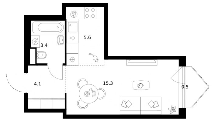 Планировка 28.9 м²