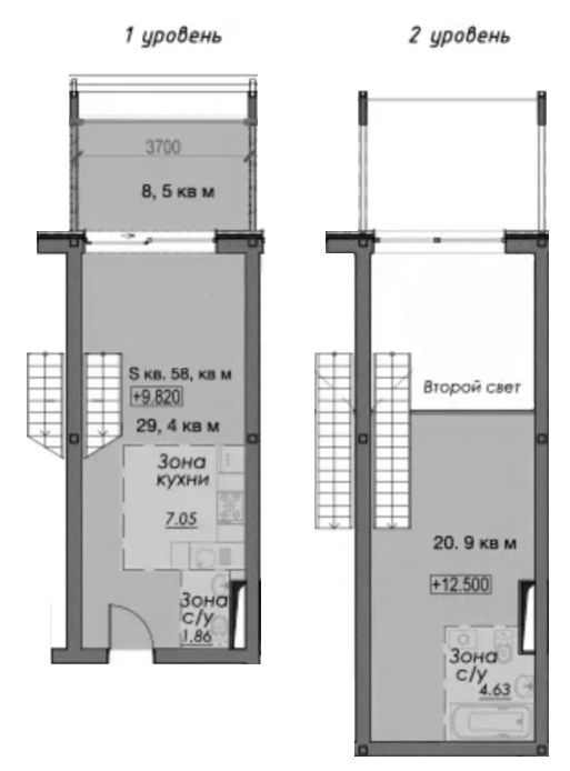 Планировка 58.0 м²