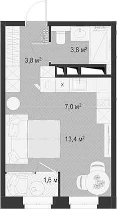 Планировка 29.6 м²