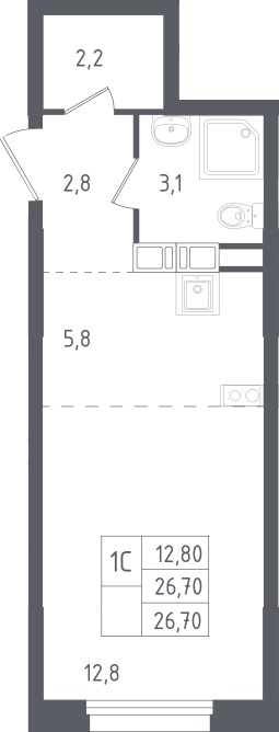 Планировка 26.7 м²