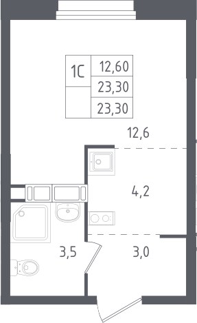 Планировка 23.3 м²
