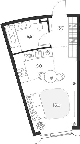 Планировка 30.4 м²