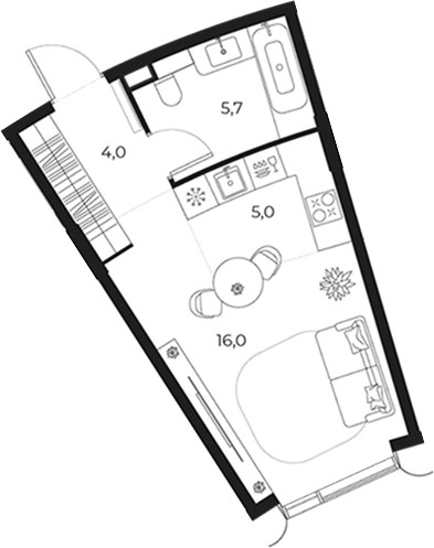 Планировка 30.7 м²