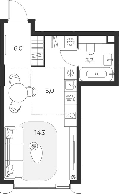 Планировка 28.5 м²