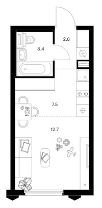 Планировка 26.4 м²