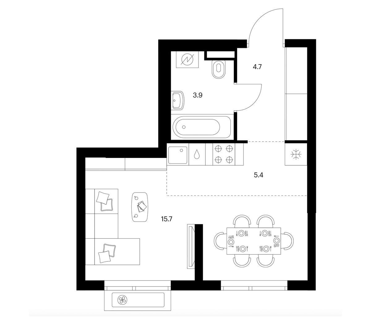 Планировка 29.7 м²