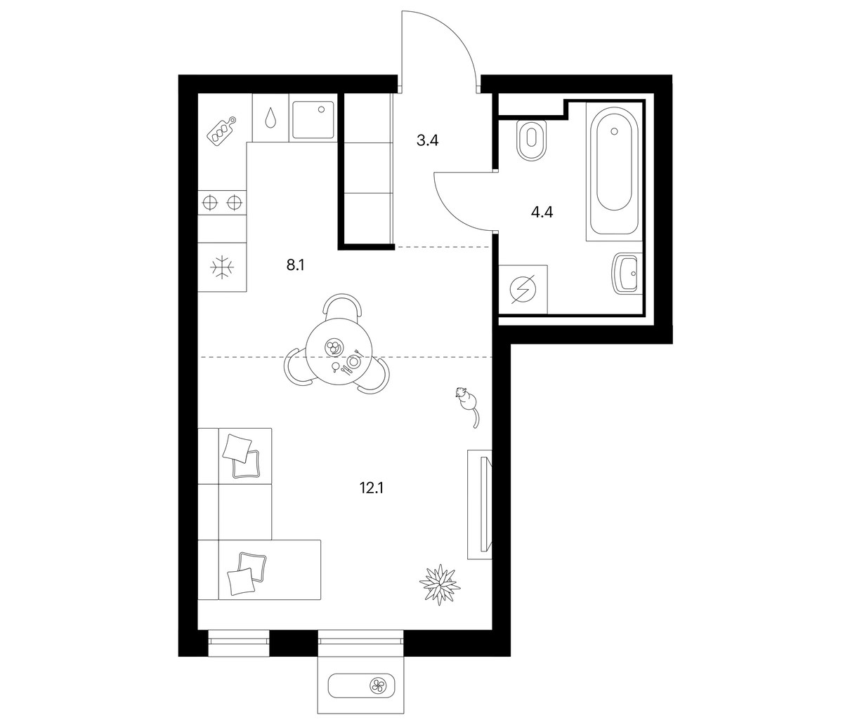 Планировка 28.0 м²