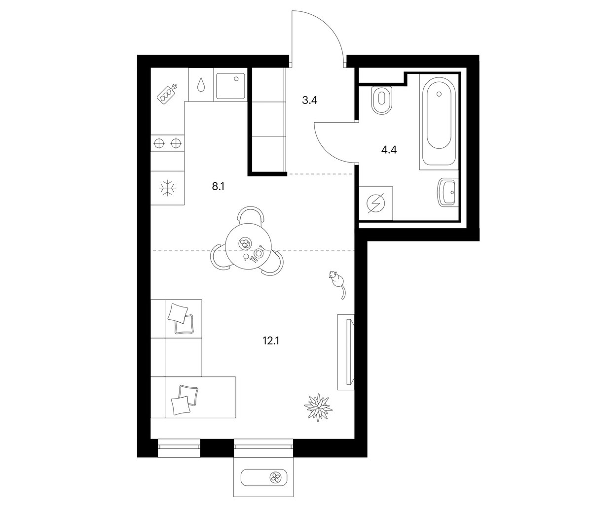 Планировка 28.0 м²