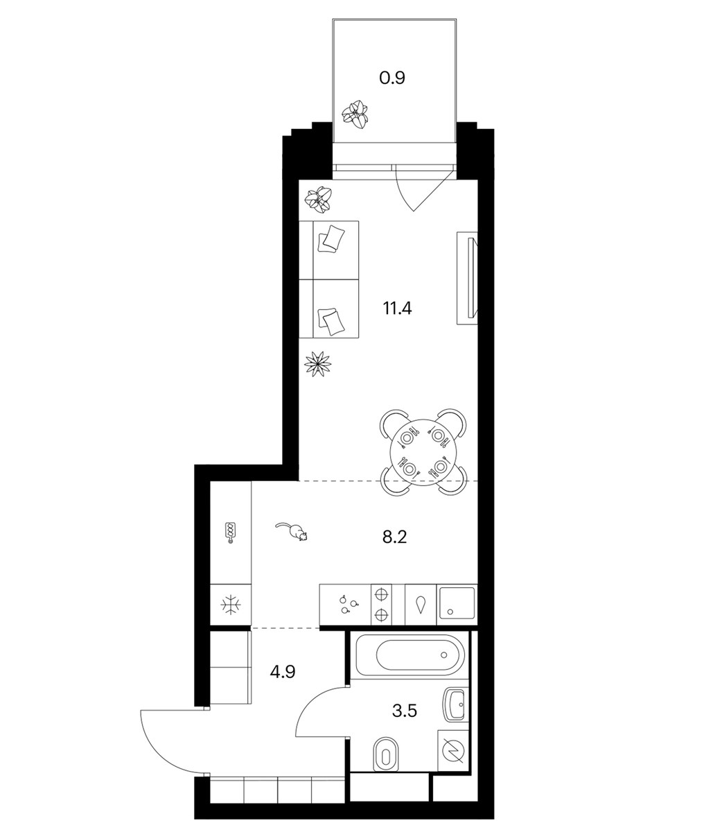 Планировка 28.9 м²