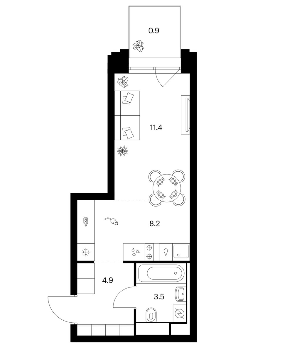 Планировка 28.9 м²