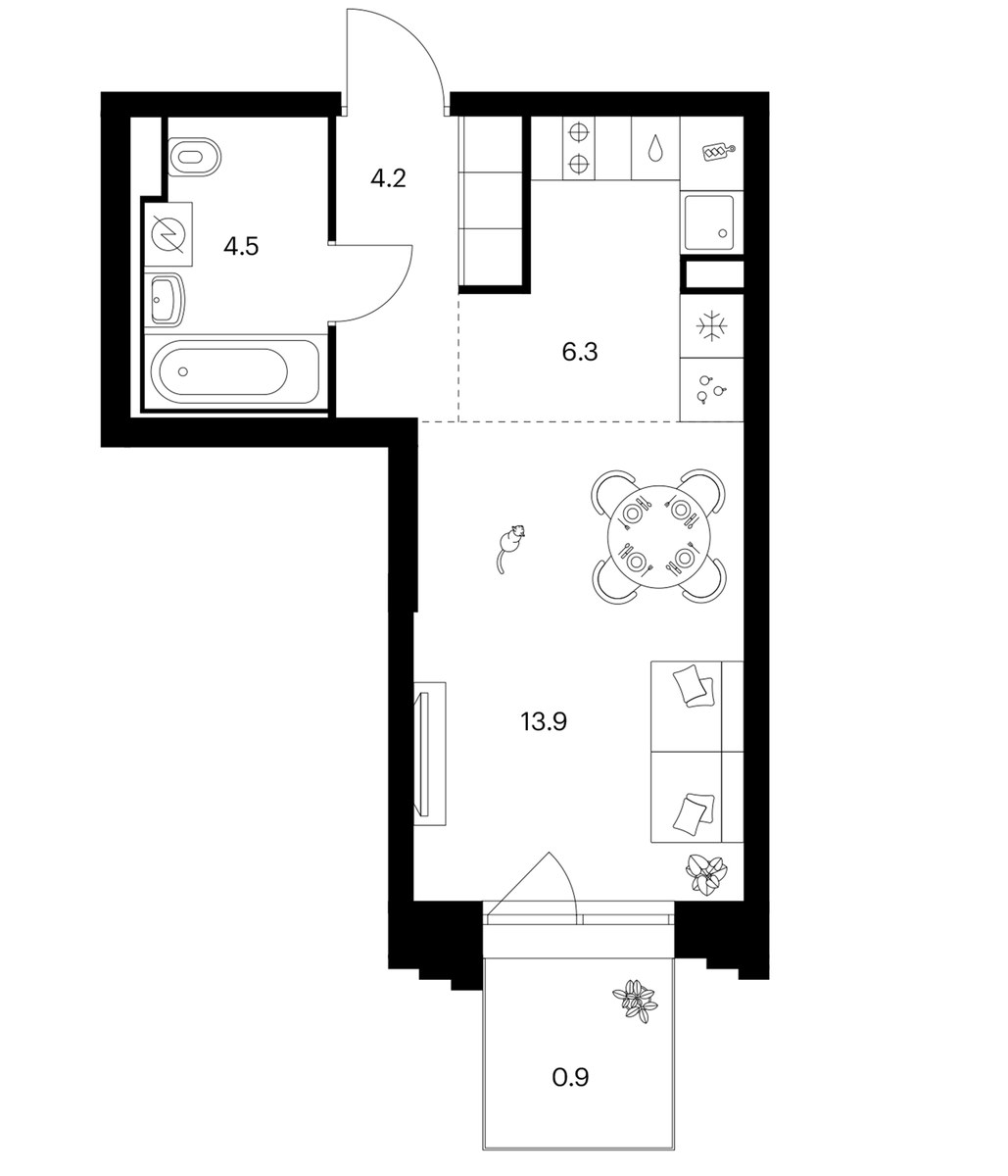 Планировка 29.8 м²