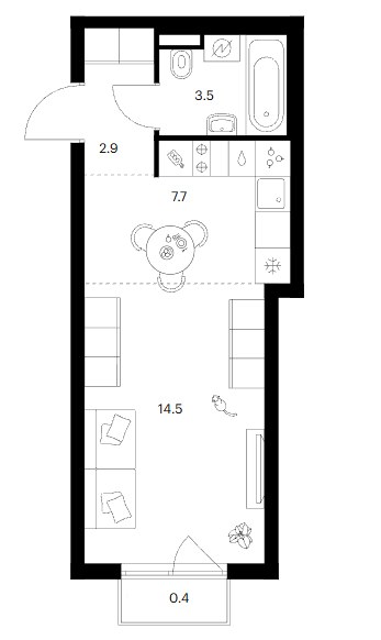 Планировка 29.0 м²