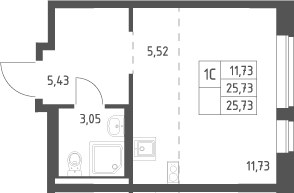Планировка 25.73 м²