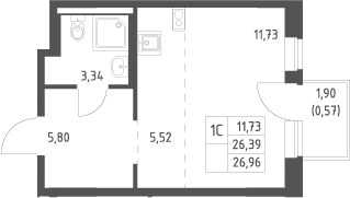 Планировка 26.96 м²