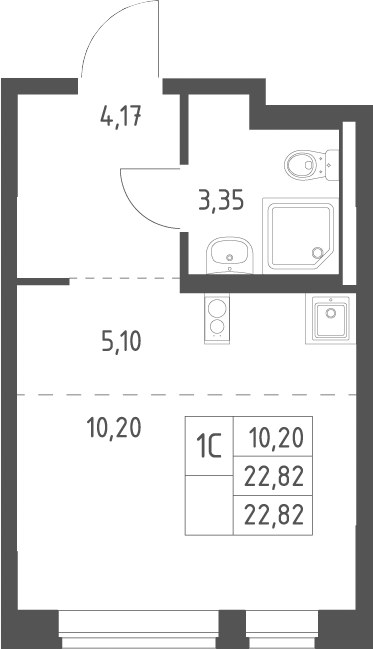 Планировка 22.82 м²
