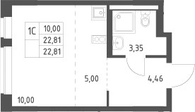 Планировка 22.81 м²