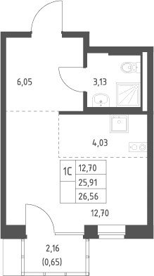 Планировка 26.56 м²