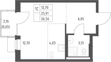 Планировка 26.56 м²