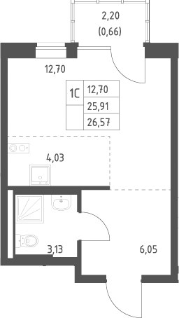 Планировка 26.57 м²