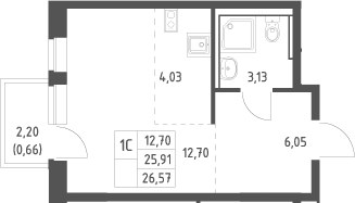 Планировка 26.57 м²