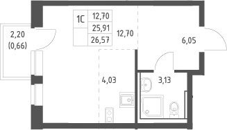 Планировка 26.57 м²