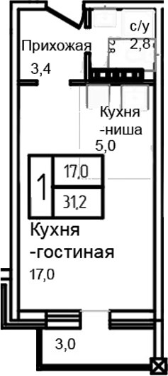 Планировка 31.2 м²