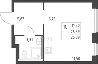 Планировка 26.39 м²