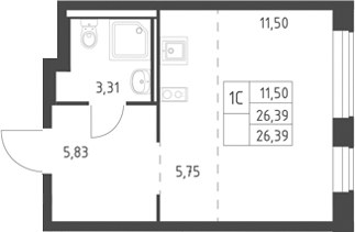 Планировка 26.39 м²