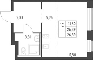 Планировка 26.39 м²