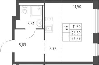 Планировка 26.39 м²