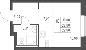 Планировка 22.8 м²