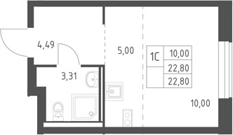 Планировка 22.8 м²