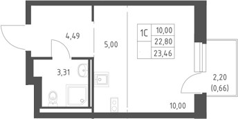Планировка 23.46 м²