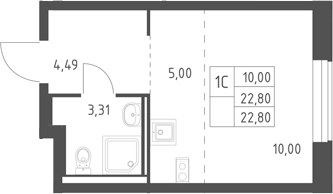 Планировка 22.8 м²