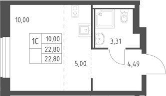 Планировка 22.8 м²