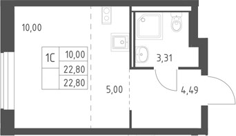 Планировка 22.8 м²