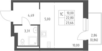 Планировка 23.66 м²
