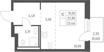 Планировка 23.46 м²