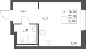 Планировка 22.8 м²
