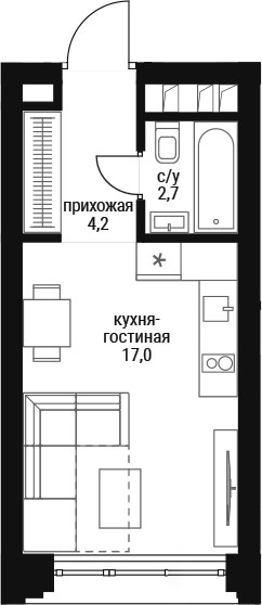 Планировка 23.9 м²