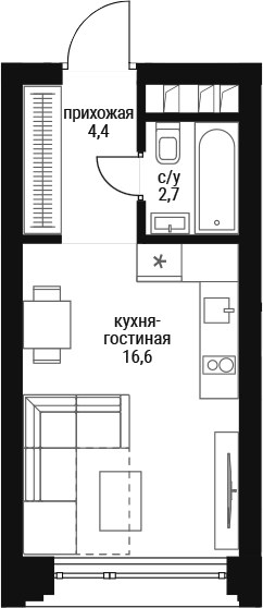 Планировка 24.3 м²