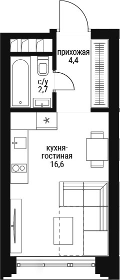 Планировка 24.3 м²