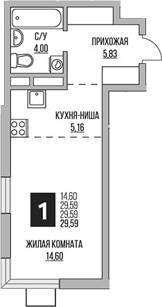 Планировка 29.59 м²